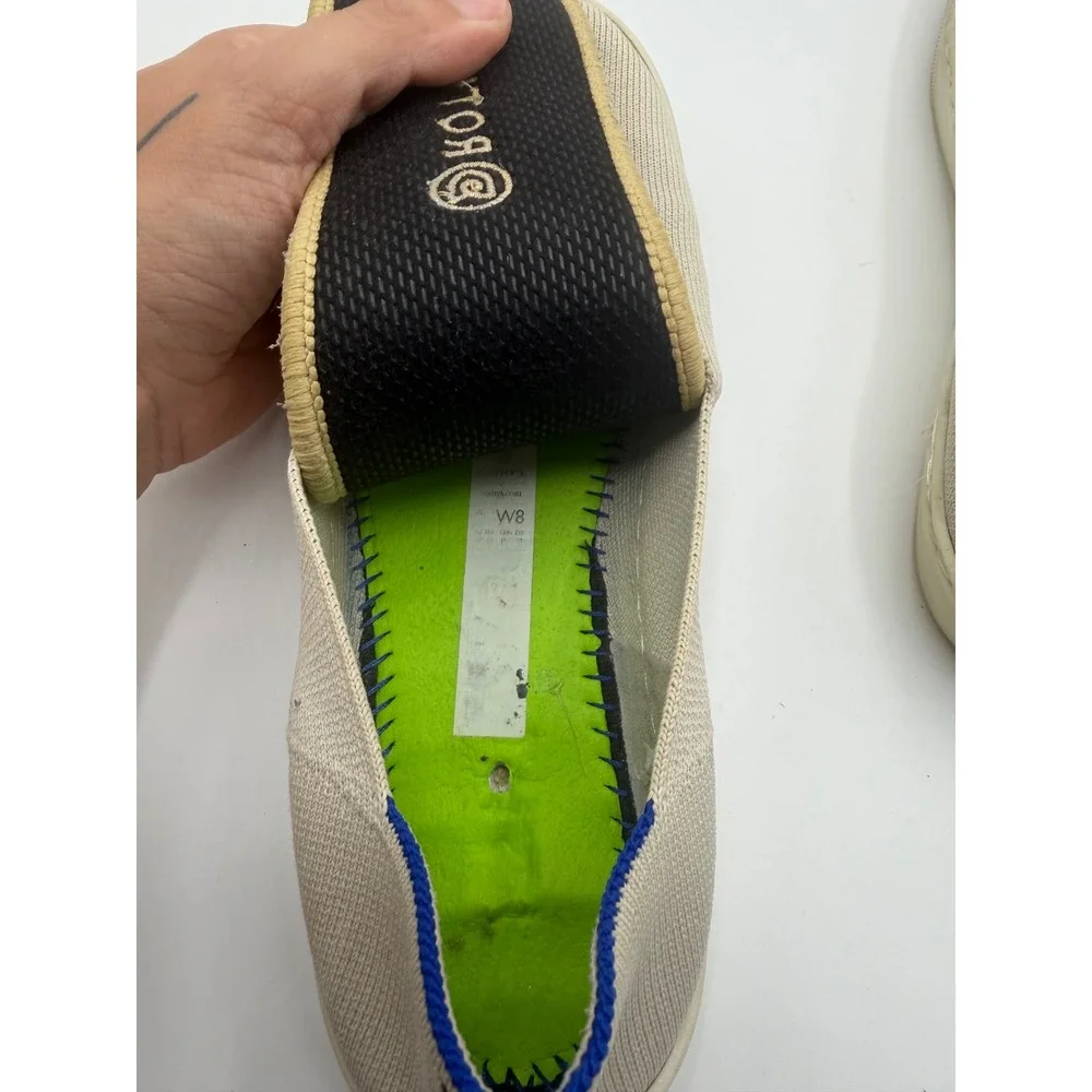 Rothys The Sneaker Womens 8 Sand Beige Slip On Knit Walking Shoes Sustainable